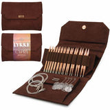 3.5” copper needles, brown vegan suede case