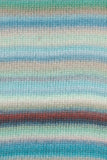 33 soft shades of blue stripes with bege and brick