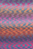 25 wavy lines of pinks oranges and blues