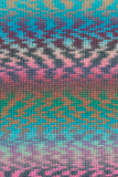 26 blue, pink, green stripes with wavy lines