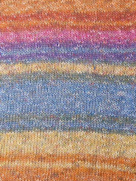 3537 Festival  orange yellow red pink blue purple striped cotton slub yarn